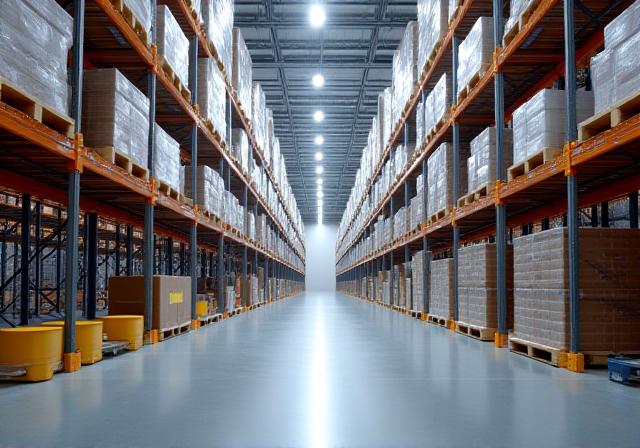 High-tech large scale industrial warehouse interior